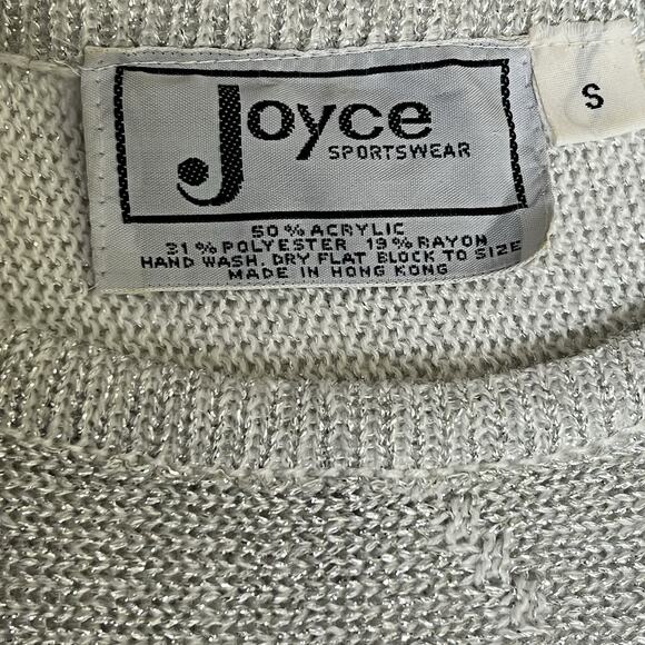 Joyce Sportswear Sweater Size Small Silver Metallic Lightweight Knit Sparkle Vtg - Picture 4 of 5
